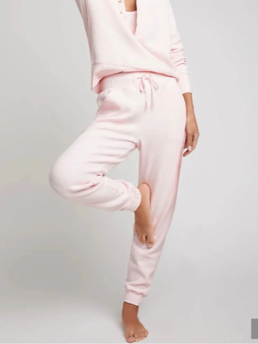 Negative Waffle Knit Jogger Puff Pink Small